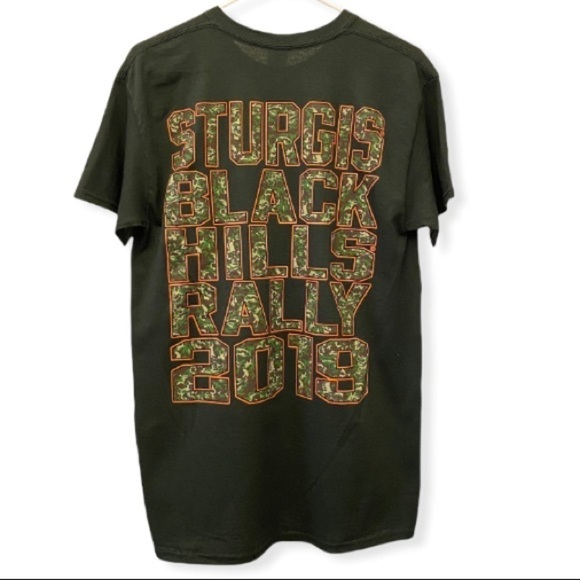 STURGIS NWT 2019 T Shirt Black Hills Motorcycle 79th Rally Green Med, New W/Tags - Picture 2 of 4